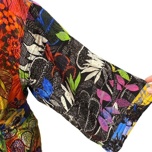 Robert Graham Multicolor belted 100% Silk Colorful Floral robe kimono jacket L - Picture 8 of 15